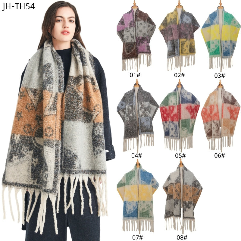 Long Fall Winter Blanket With Tassels