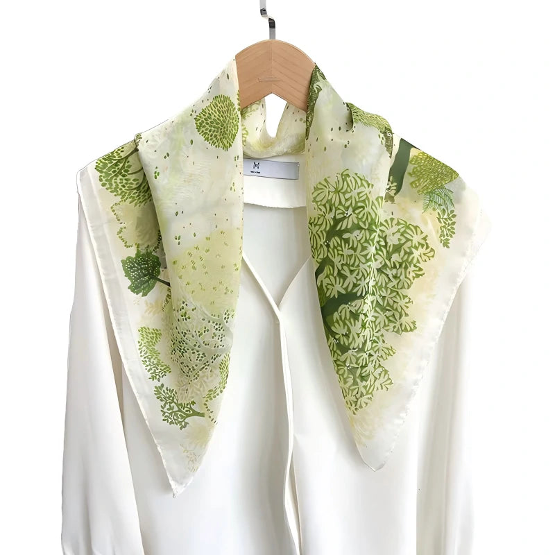 Wholesale Artistic Landscape Print Square Scarf Women Elegant Tree Design