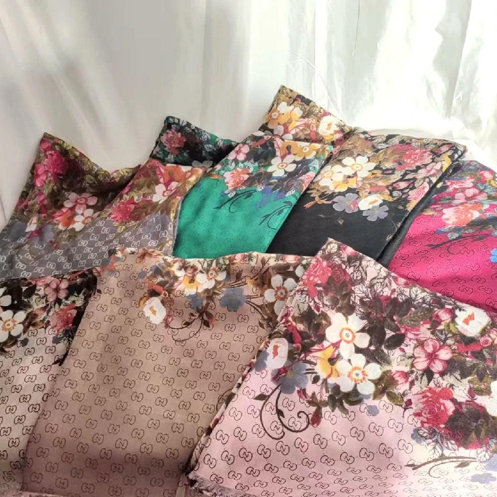 scarves with flowers in various colors