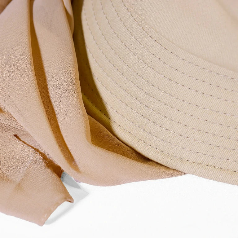 Wholesale Chiffon Bucket Hat Hijab Attached Long Scarf Instant Muslim Headscarf
