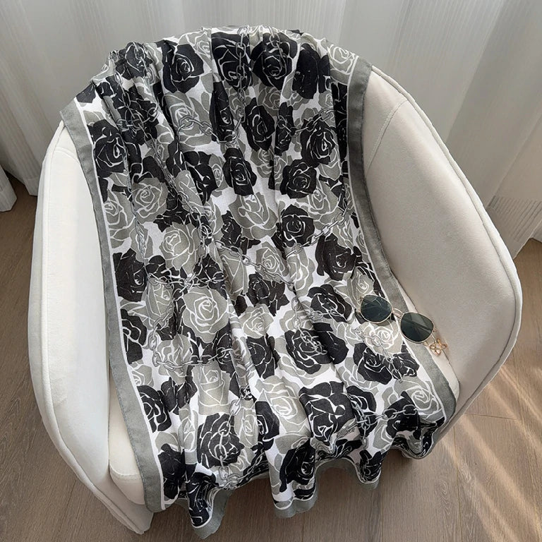 Wholesale Elegant Rose Chain Pattern Large Silk Scarf Multi Color Fashion Scarf for Women