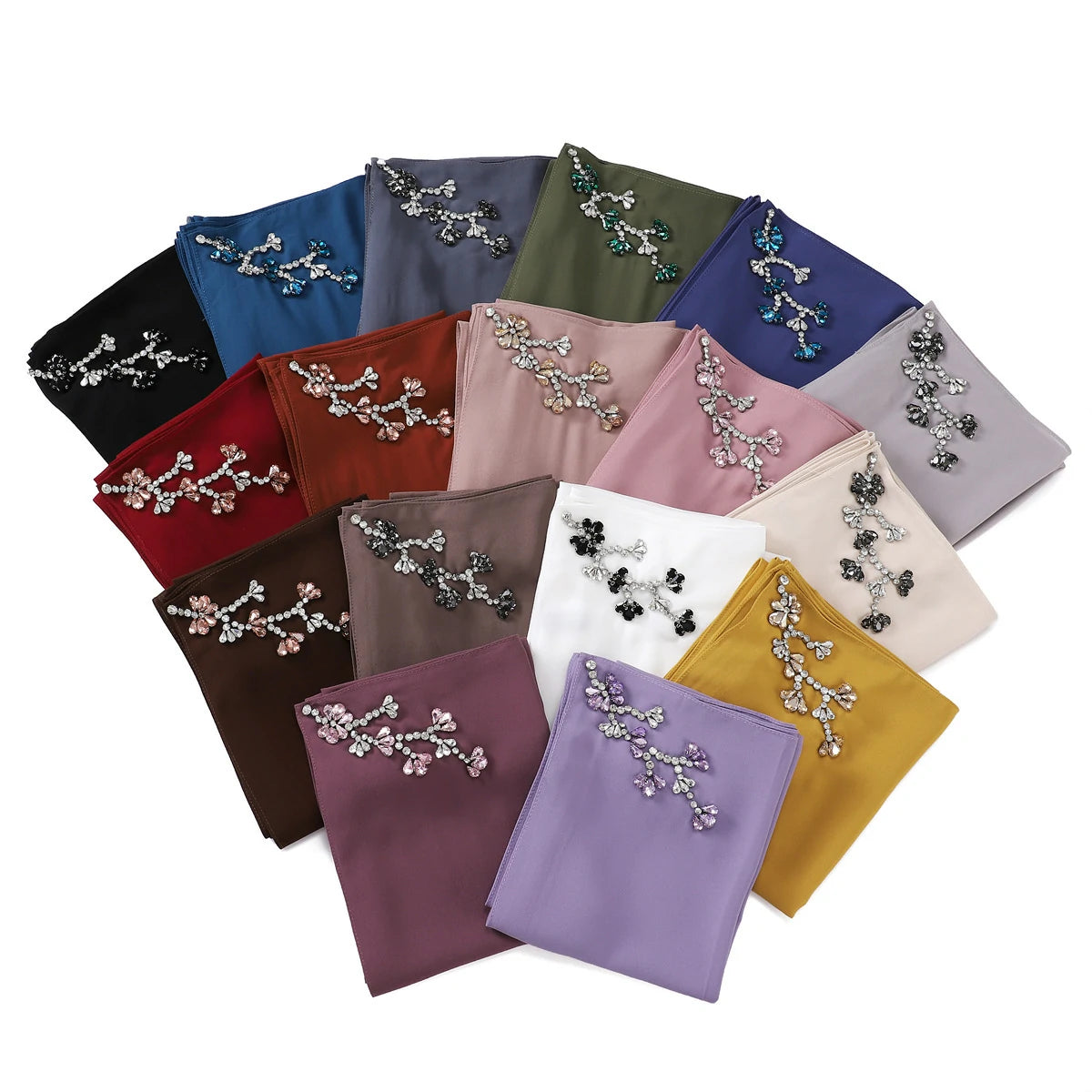 Wholesale Floral Diamond Premium Chiffon Hijab Islamic Scarf
