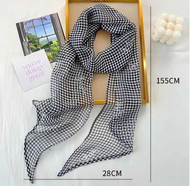 Wholesale Lightweight Checkered Skinny Scarves Bulk Fashion Accessories Boutiques