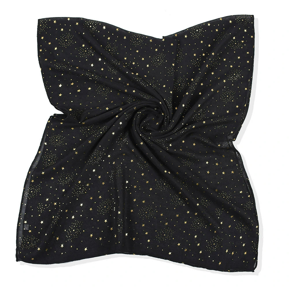 Wholesale Lightweight Gold Foil Star Scarf Bronzing Starry Print Shawl