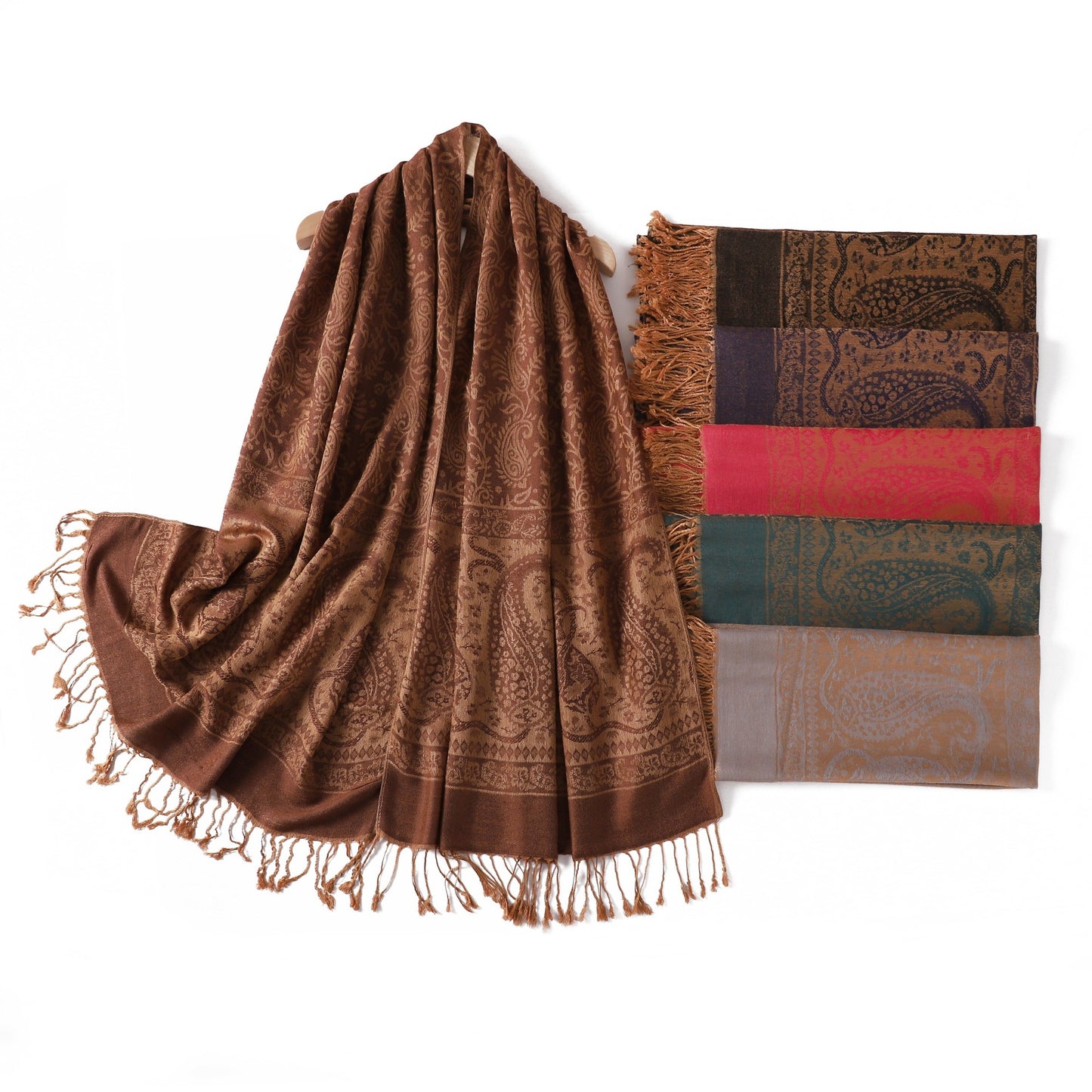 Wholesale Luxury Paisley Shawls Bulk Pack Jacquard Pashmina Women