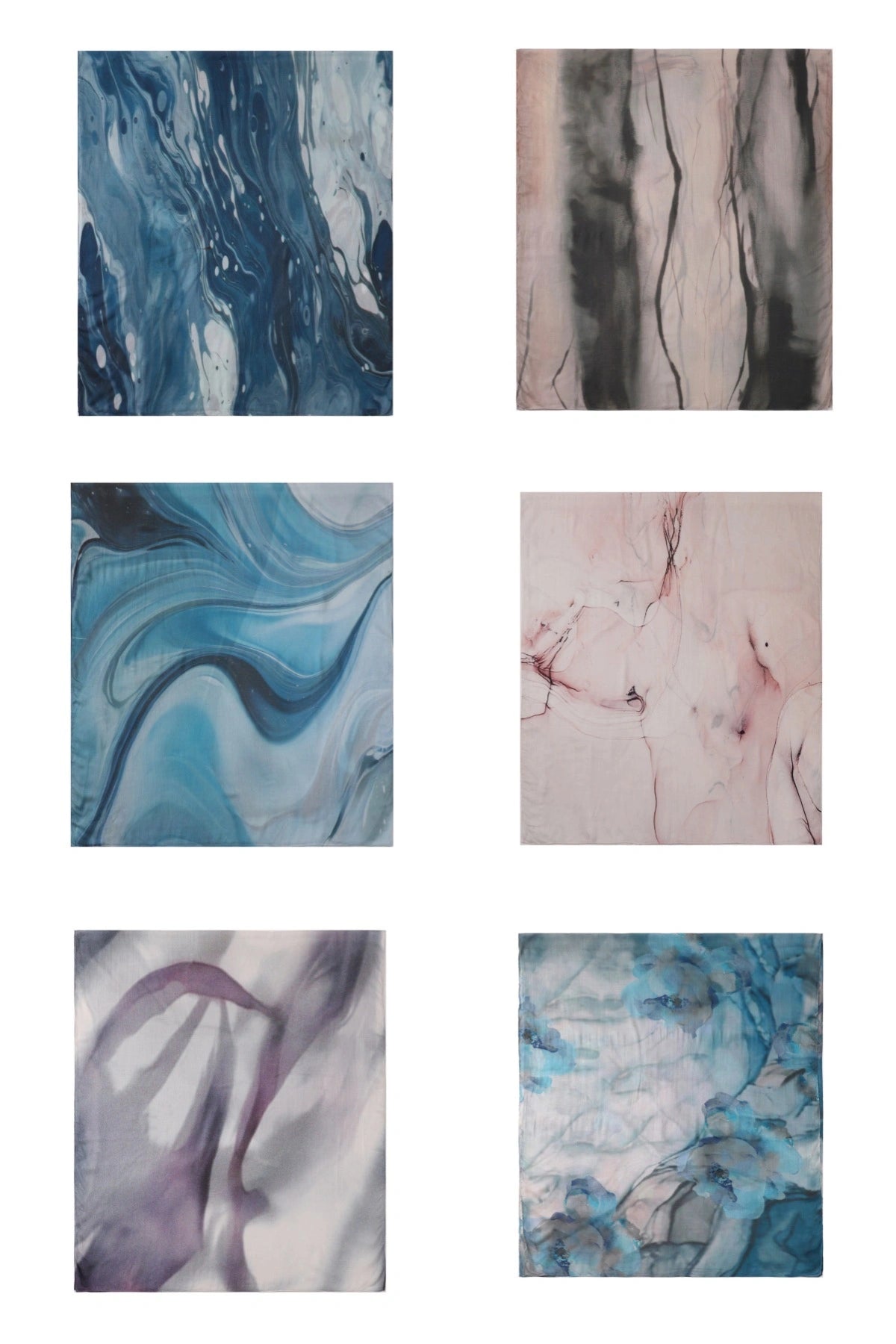 Wholesale Stylish Modal Soft Pastel Marble Print Hijab Fluid Ink Abstract Scarf