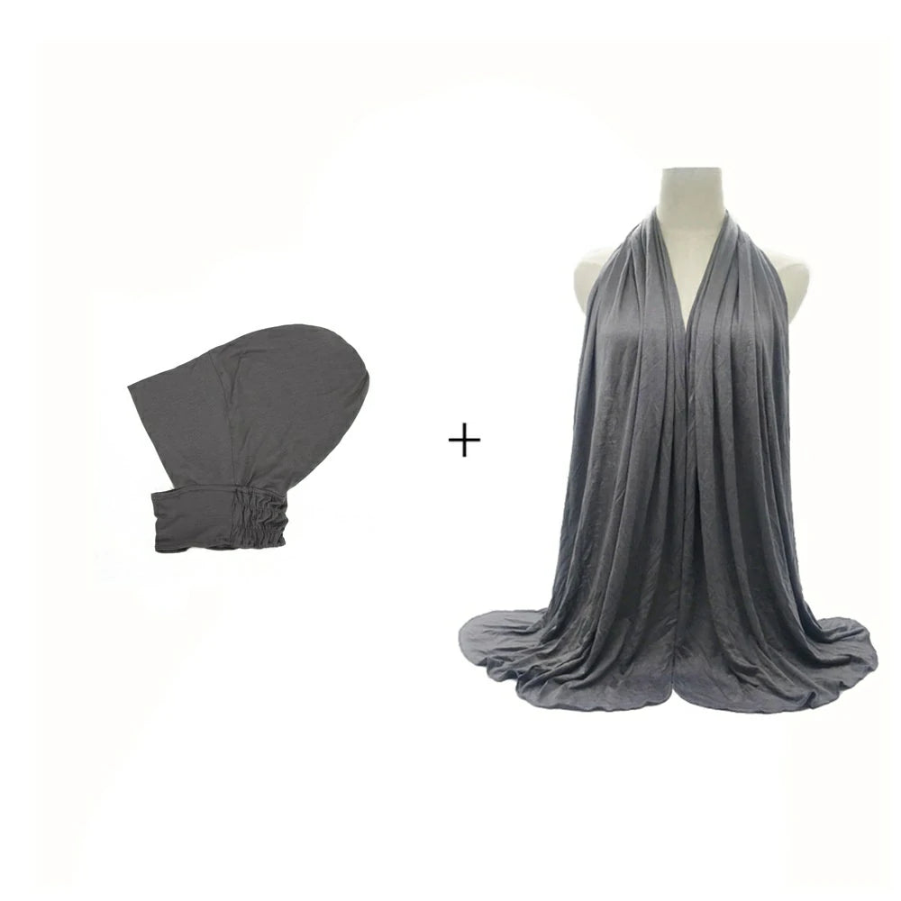 Wholesale Two Piece Jersey Hijab Cloud Dancer Modal Ninja Underscarf
