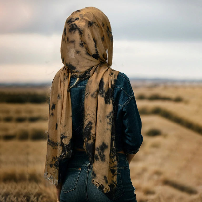 Wholesale Bohemian Tie Dye Tie-Dye Lightweight Scarf with Fringe