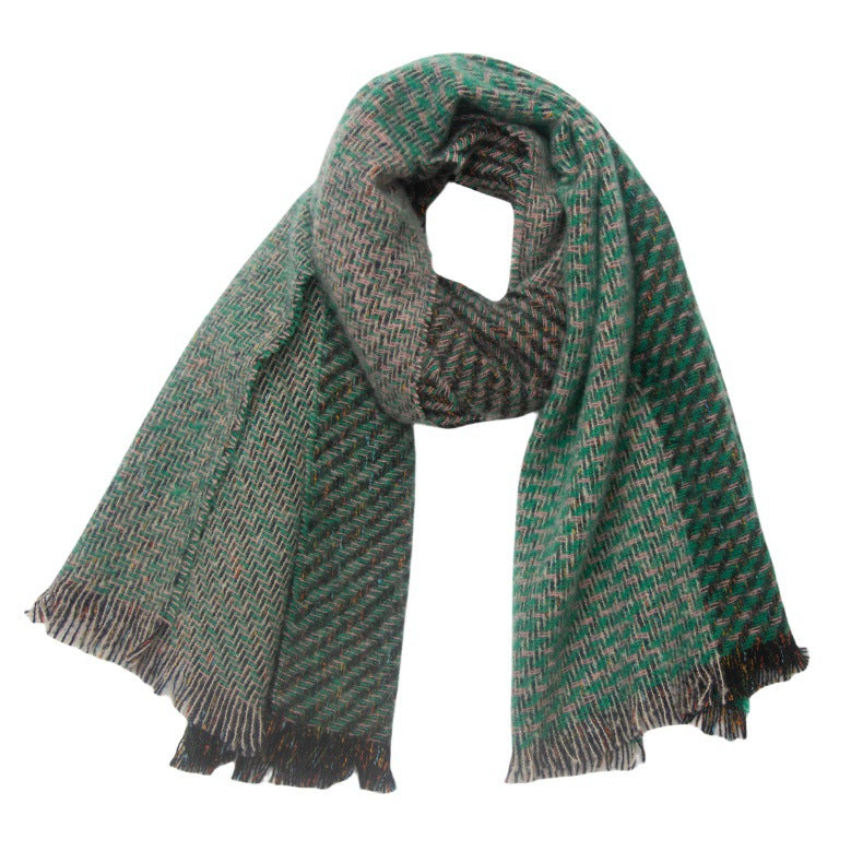 Green twill scarf soft thick neck scarf