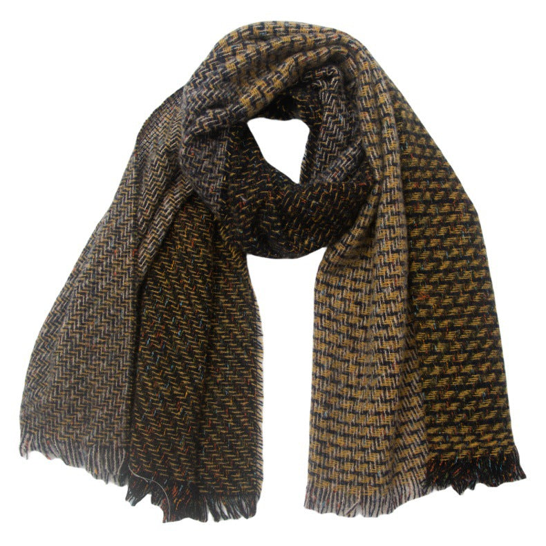 Yellow-brown twill scarf soft thick neck scarf