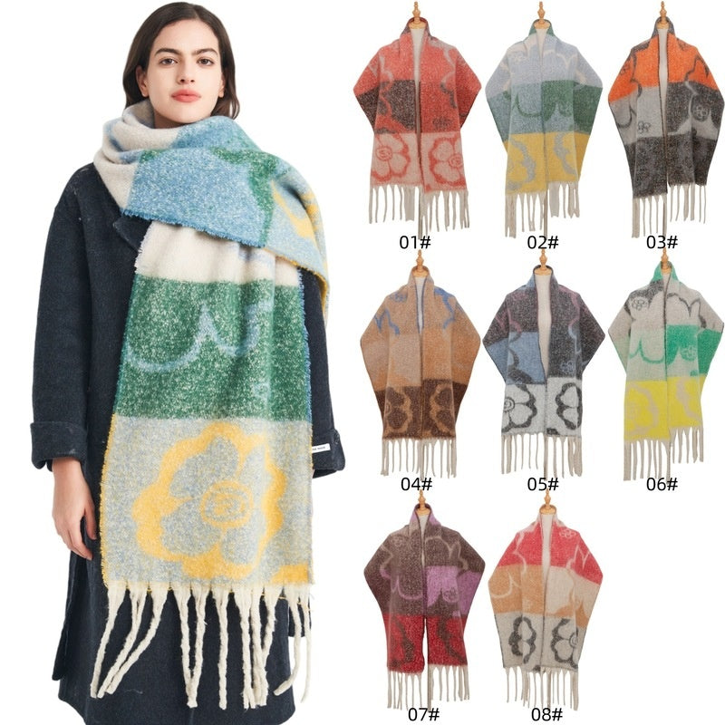 Cold Weather Thick Blanket Scarfs Color Matching