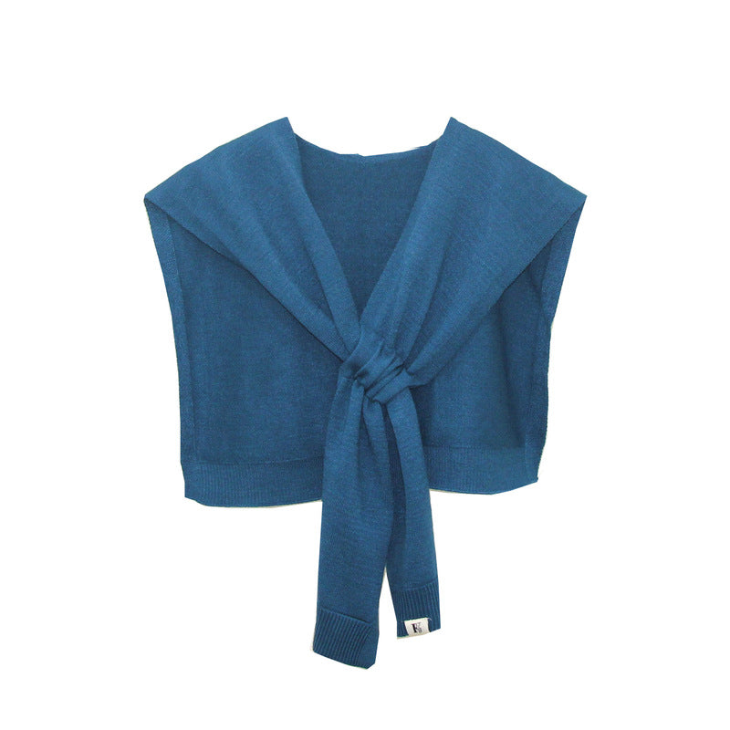 Solid color small shawl with false collar