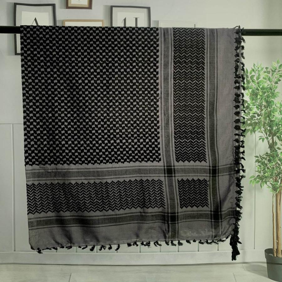 black khaki shemagh with black tassel