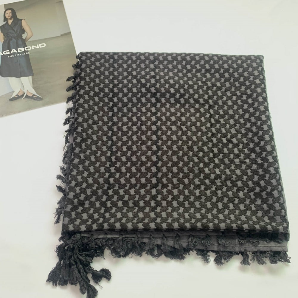 black khaki shemagh with black tassel