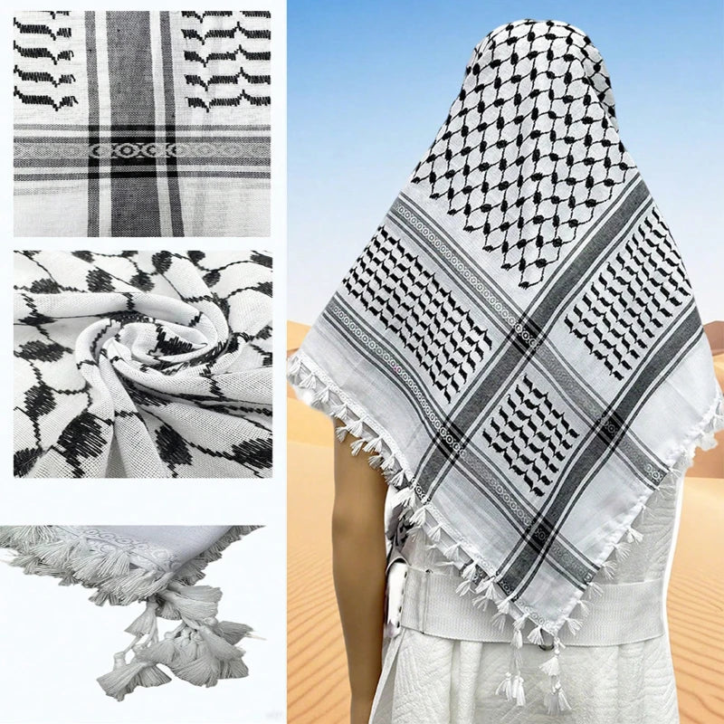 Palestine Scarf Arab Desert Shemagh Scarf Keffiyeh Head Neck Wrap With Tassel