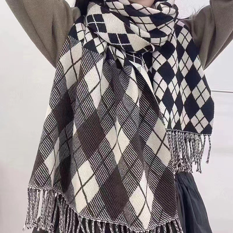Checkered and striped Scarf