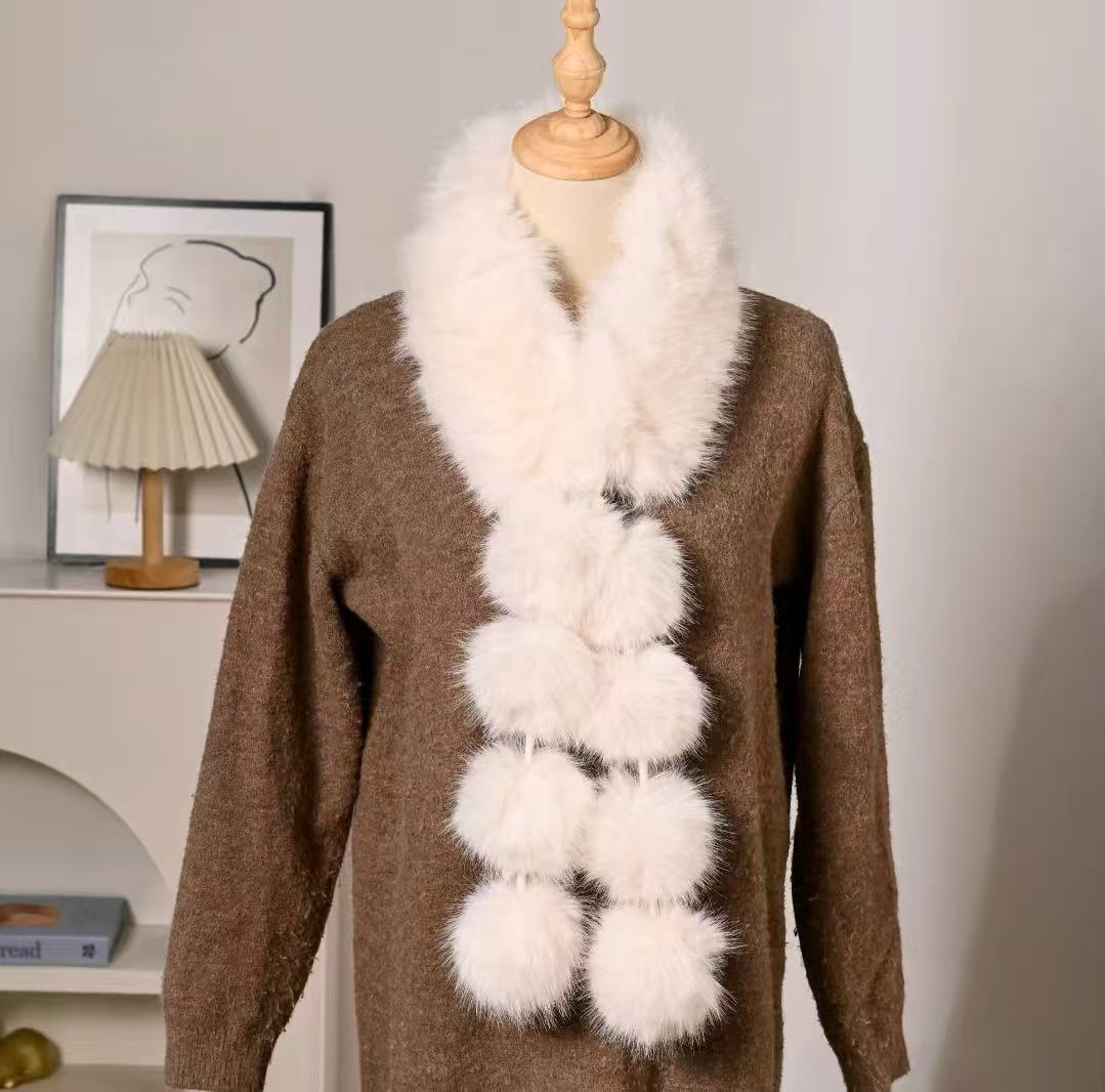 White plush scarf