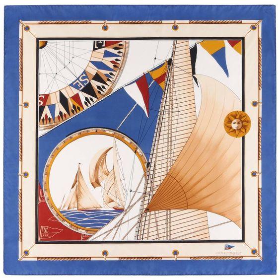 LV US Sailing Race Nautical Collection Silk Scarf