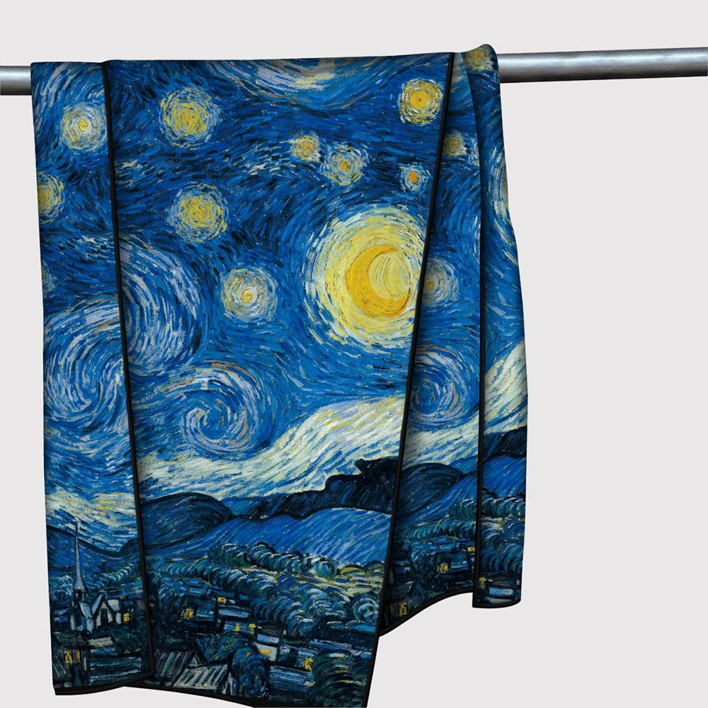 "Van Gogh Starry Night"twill kerchief -Midnight blue Swirling stars