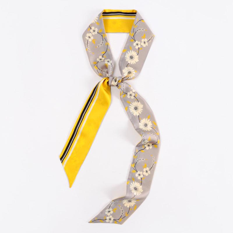 “Little yellow daisies”Silk skinny & twilly-Ultimate Gray And Illuminating