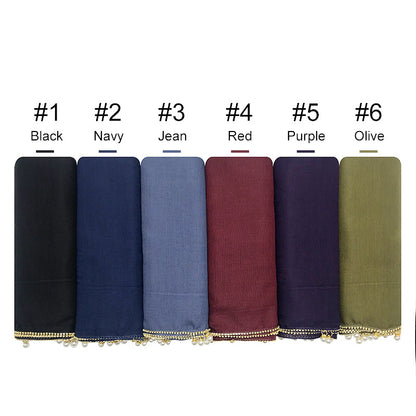 Wholesale Islamic Muslim Women Pearl Trim Beaded Hijab Scarf