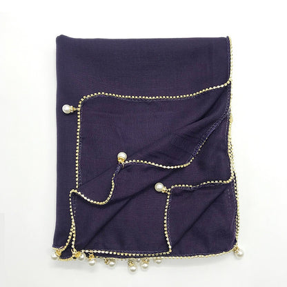 Wholesale Islamic Muslim Women Pearl Trim Beaded Hijab Scarf