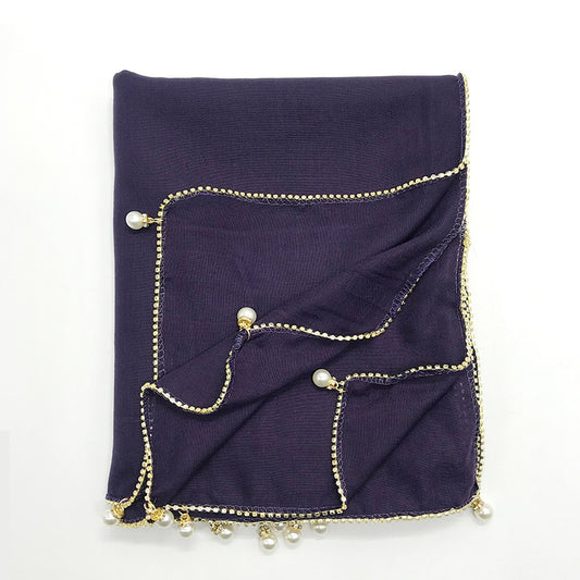 Wholesale Islamic Muslim Women Pearl Trim Beaded Hijab Scarf