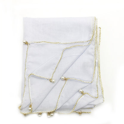 Wholesale Islamic Muslim Women Pearl Trim Beaded Hijab Scarf