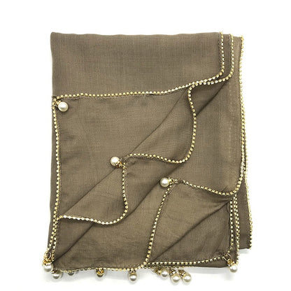 Wholesale Islamic Muslim Women Pearl Trim Beaded Hijab Scarf
