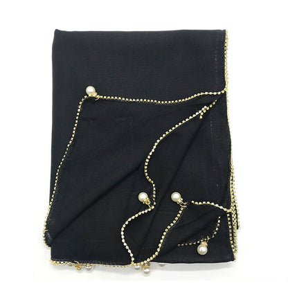 Wholesale Islamic Muslim Women Pearl Trim Beaded Hijab Scarf