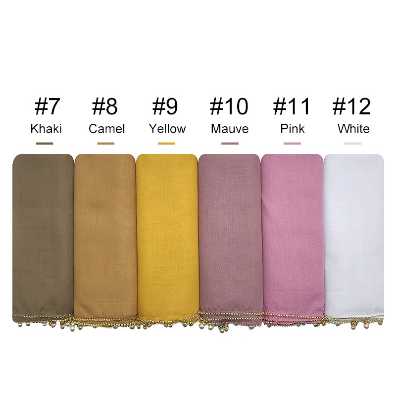 Wholesale Islamic Muslim Women Pearl Trim Beaded Hijab Scarf