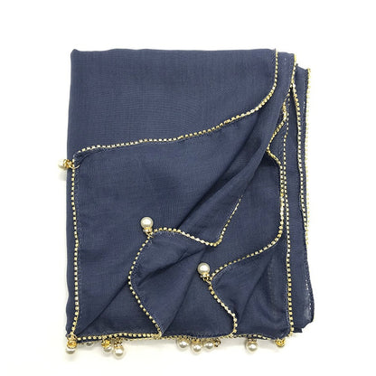 Wholesale Islamic Muslim Women Pearl Trim Beaded Hijab Scarf