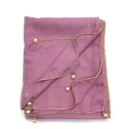 Wholesale Islamic Muslim Women Pearl Trim Beaded Hijab Scarf