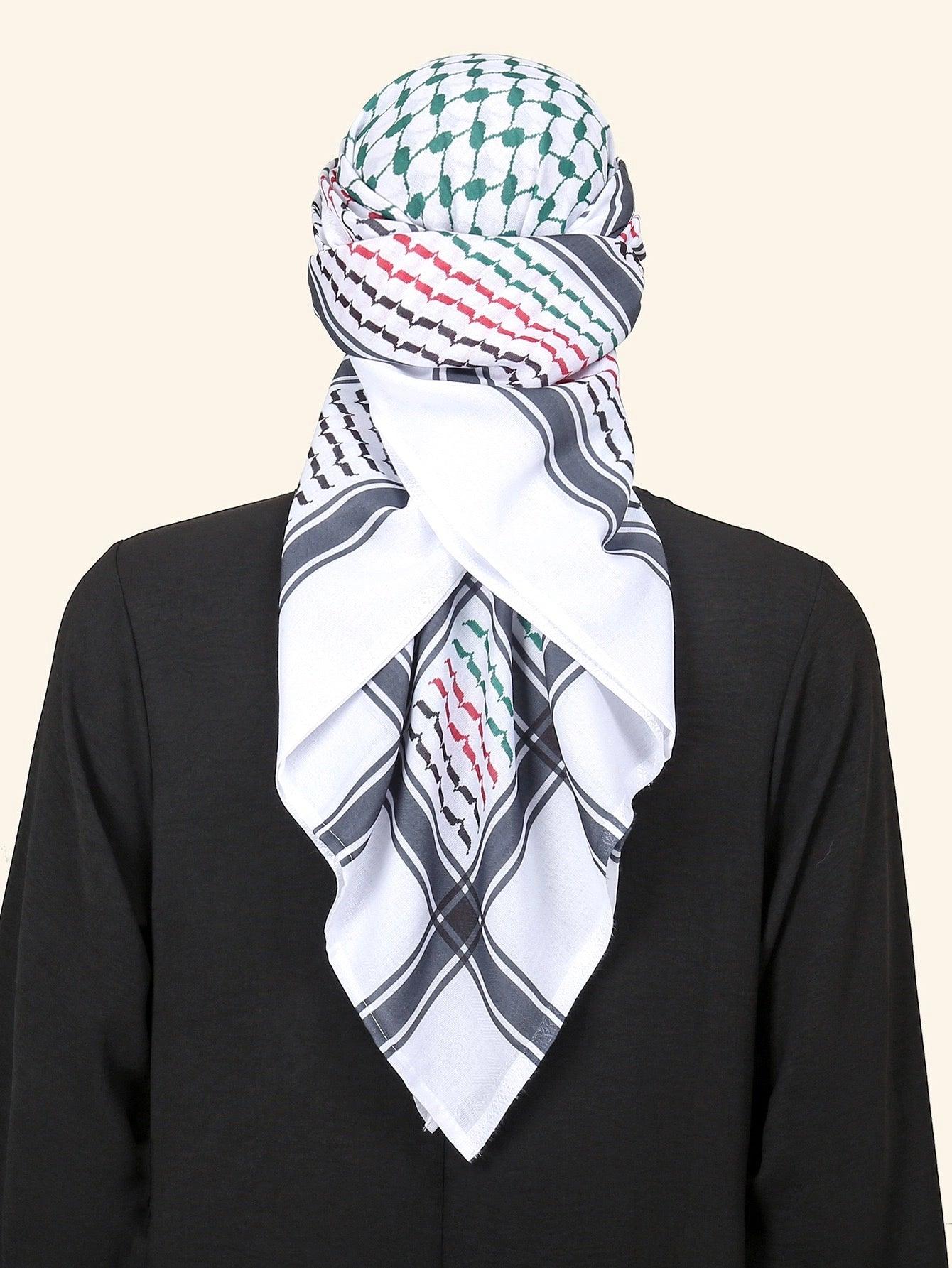 Versatile Black and White Keffiyeh Scarf – Breathable polyester Keffiyeh for Outdoor Use