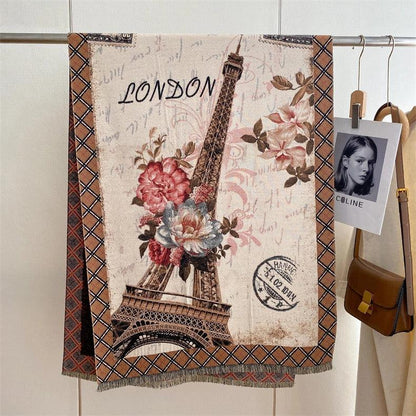 "London Charm · Eiffel Tower Flower Scarf" - Sunburn & Sheepskin