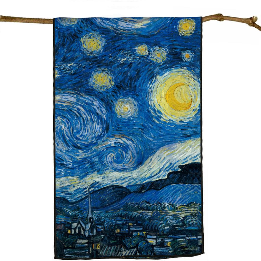 "Van Gogh Starry Night"twill kerchief -Midnight blue Swirling stars