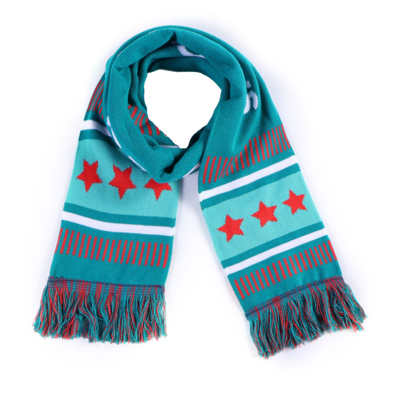 Custom Fan Scarf Football Rugby Scarf +Hat Knitted Jacquard Acrylic