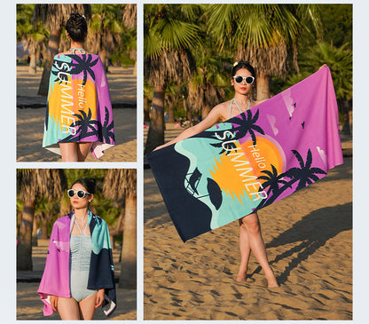 Coconut palm sunset beach towels