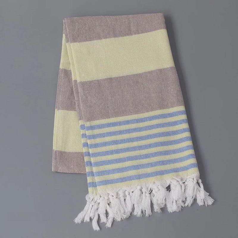 “Thin Quick Dry Turkish fringe beach towel ” striped color on Travel Vacation