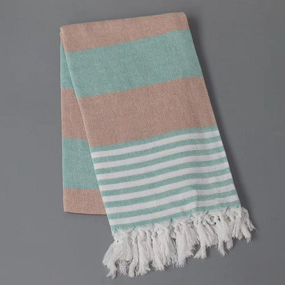 “Thin Quick Dry Turkish fringe beach towel ” striped color on Travel Vacation