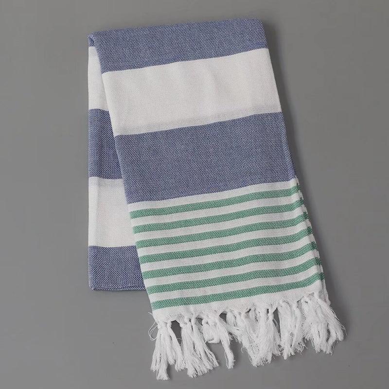 “Thin Quick Dry Turkish fringe beach towel ” striped color on Travel Vacation