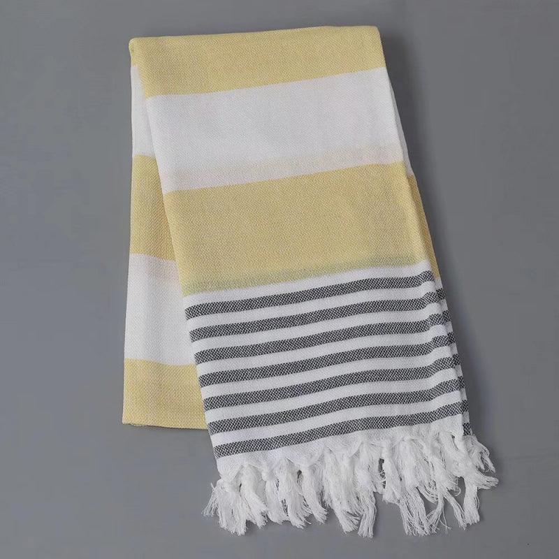 “Thin Quick Dry Turkish fringe beach towel ” striped color on Travel Vacation