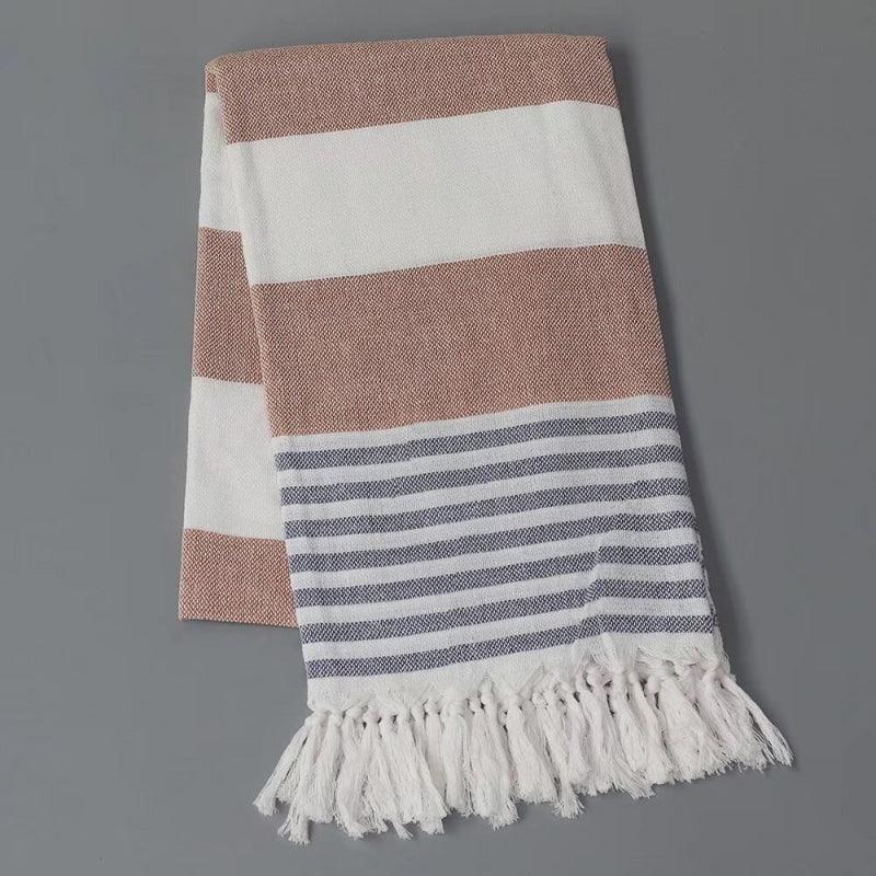 “Thin Quick Dry Turkish fringe beach towel ” striped color on Travel Vacation