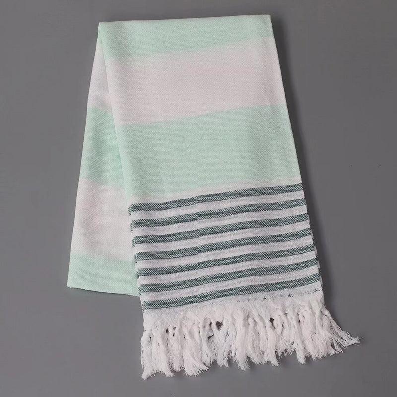 “Thin Quick Dry Turkish fringe beach towel ” striped color on Travel Vacation