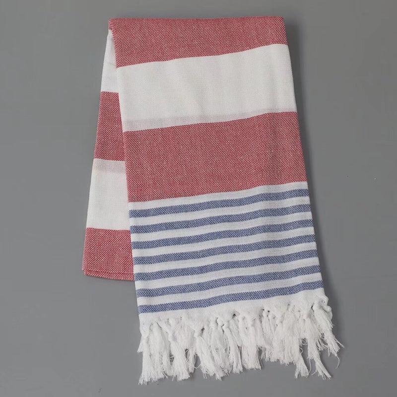 “Thin Quick Dry Turkish fringe beach towel ” striped color on Travel Vacation