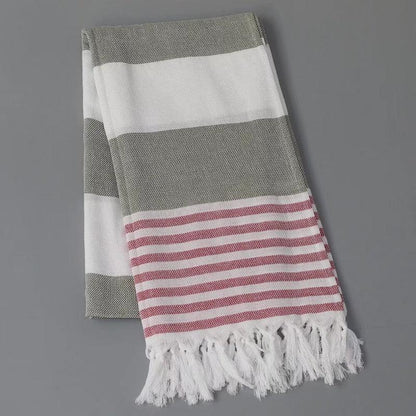 “Thin Quick Dry Turkish fringe beach towel ” striped color on Travel Vacation