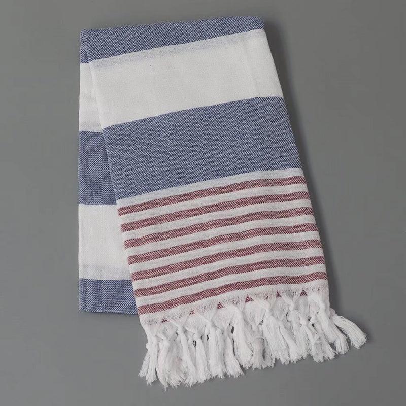 “Thin Quick Dry Turkish fringe beach towel ” striped color on Travel Vacation