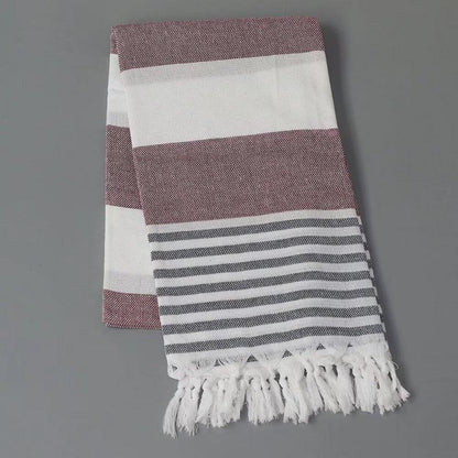 “Thin Quick Dry Turkish fringe beach towel ” striped color on Travel Vacation