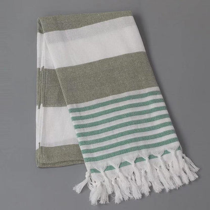 “Thin Quick Dry Turkish fringe beach towel ” striped color on Travel Vacation