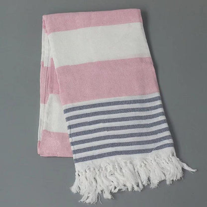 “Thin Quick Dry Turkish fringe beach towel ” striped color on Travel Vacation